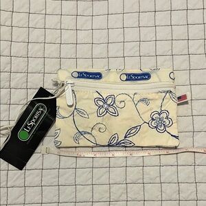 LeSportsac Vintage Cream and Blue Floral Pouch